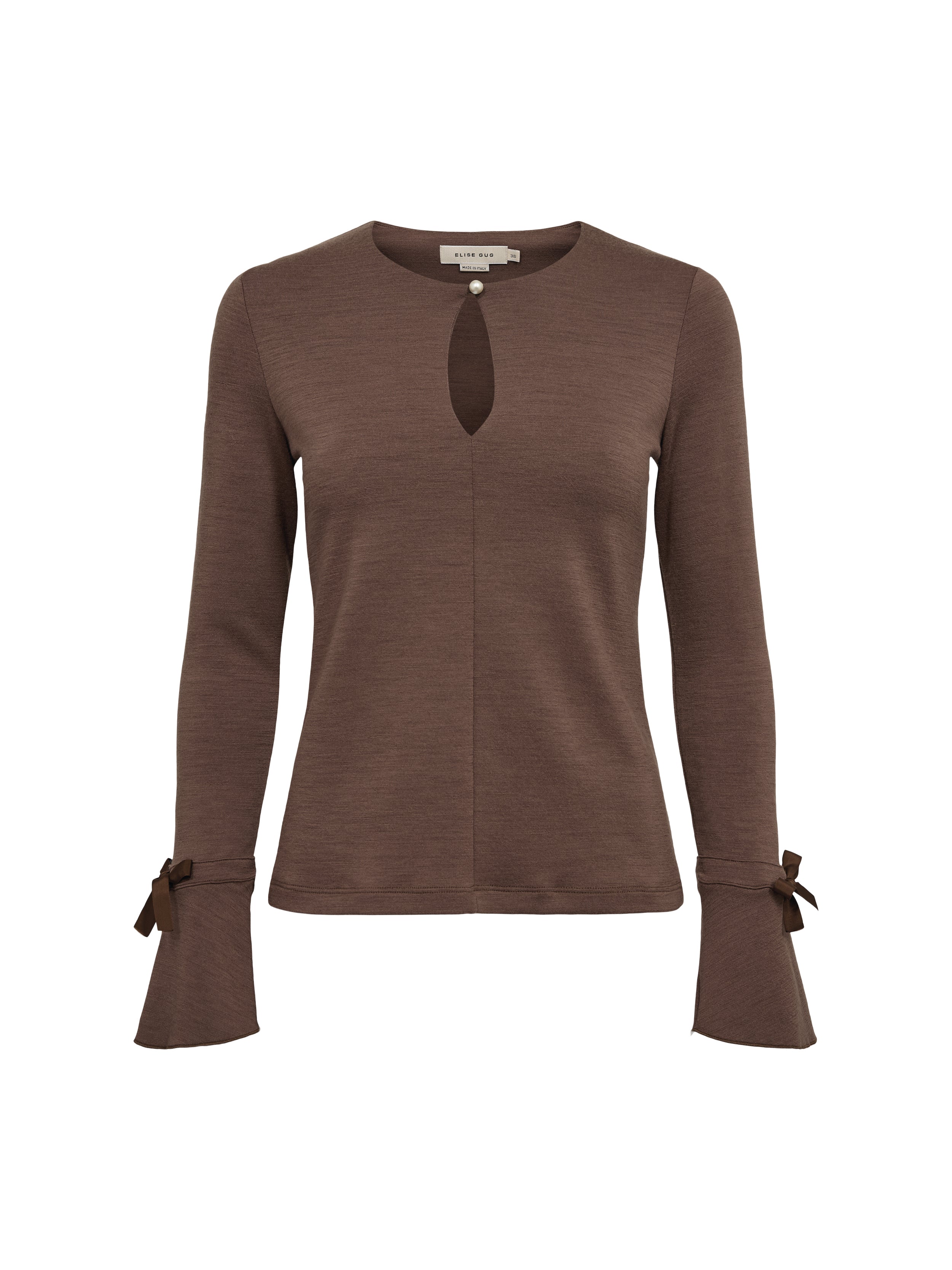 Blouse with Sleeve Ribbon in Darfo 1202 Ambra – front view