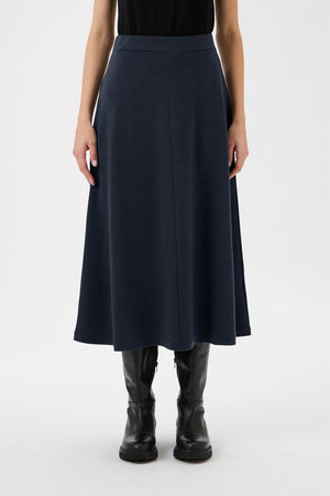 Medium Length Wide Flared Skirt Darfo - 3348 Blue