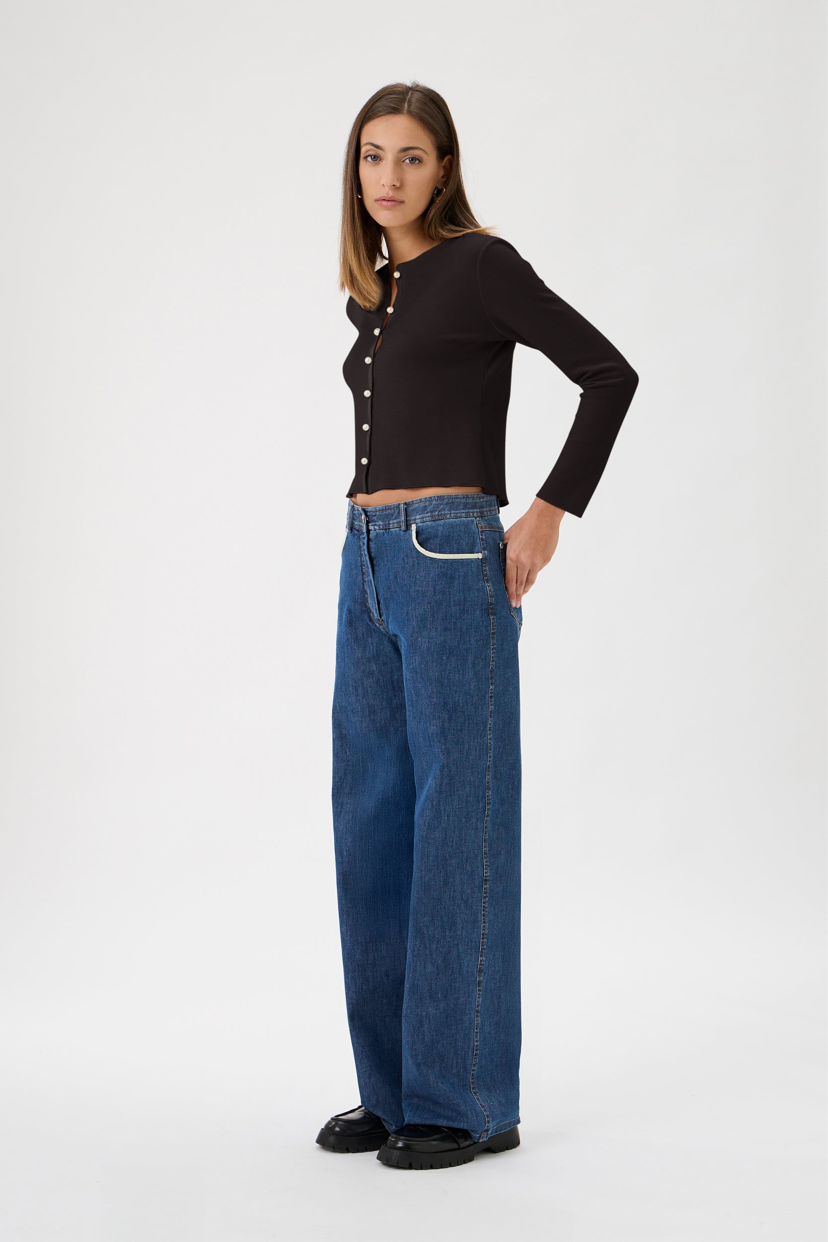 Cardigan Pearl Buttons Darfo - 5004 Cioccolato