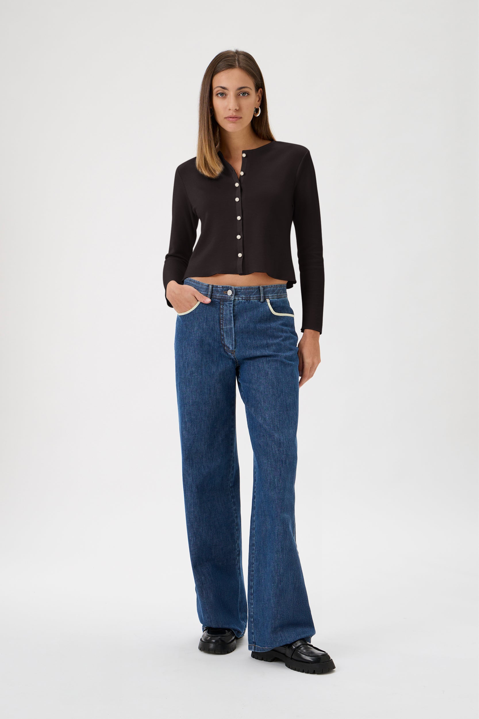 Cardigan Pearl Buttons Darfo - 5004 Cioccolato