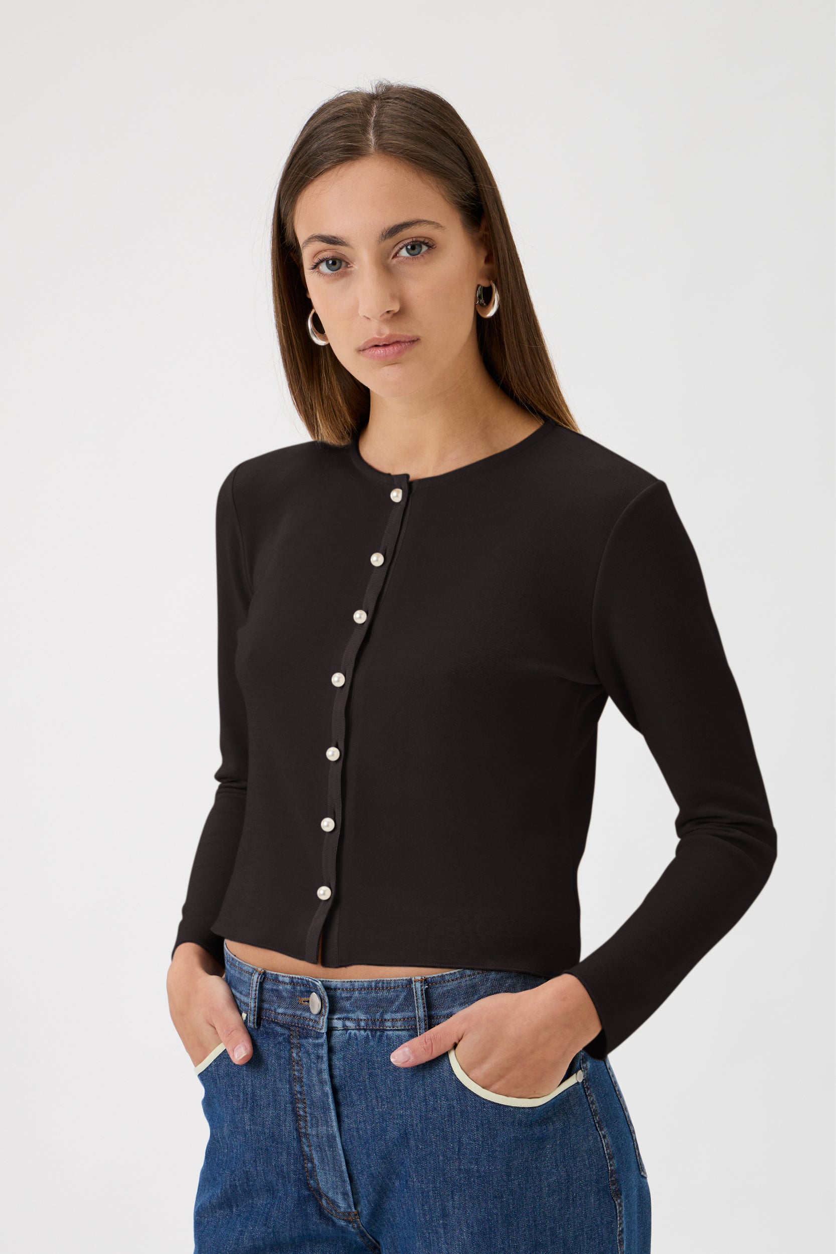 Cardigan Pearl Buttons Darfo - 5004 Cioccolato