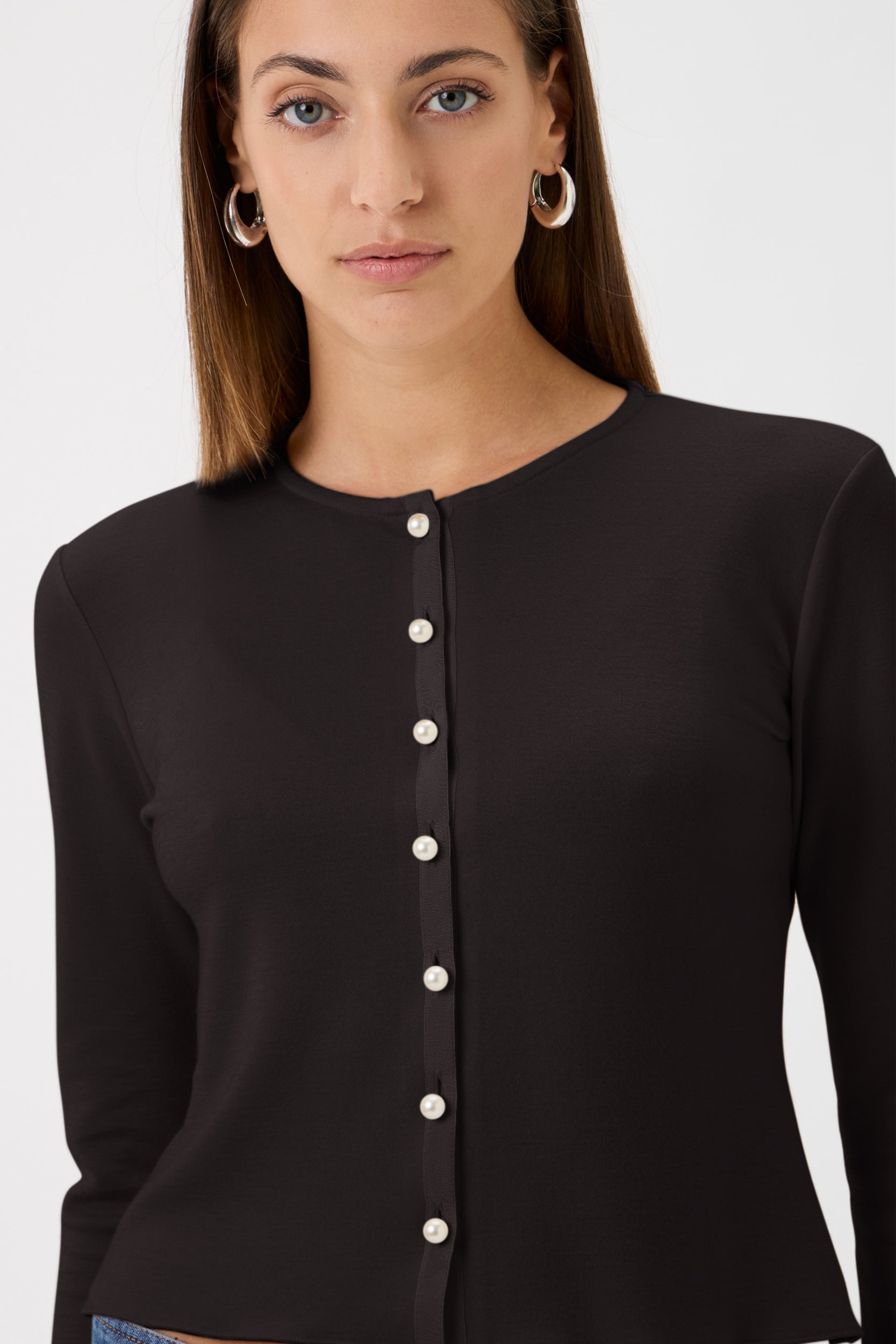 Cardigan Pearl Buttons Darfo - 5004 Cioccolato