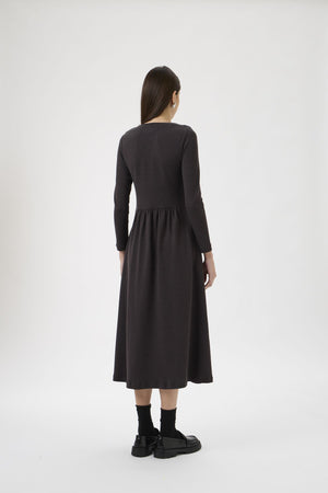 Gug Dress Open Round Neck Long Sleeves Medium - 9483 Cioccolato