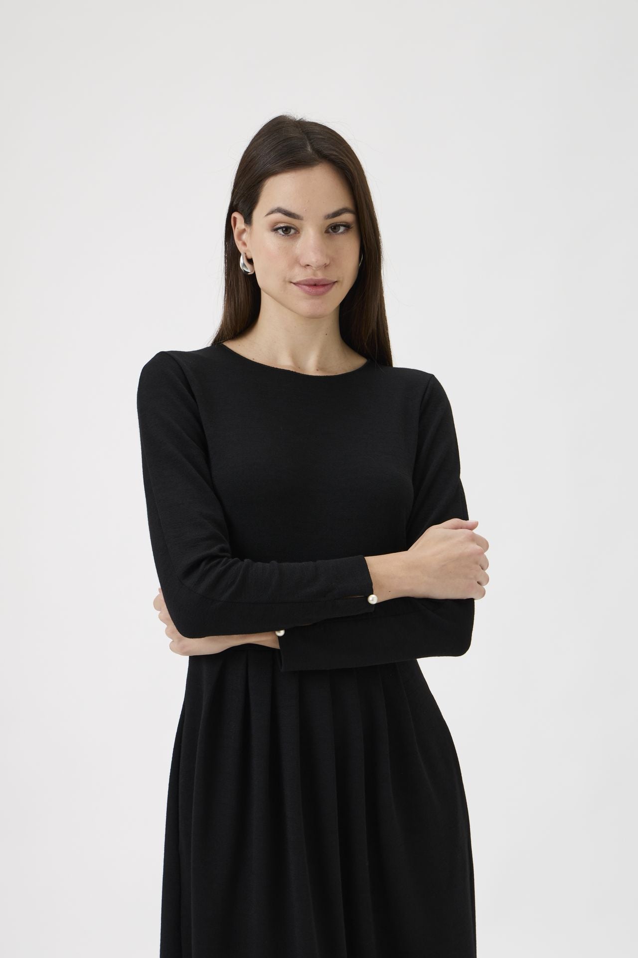 Classic Gug Dress With Pleated Skirt -  9486-A Black