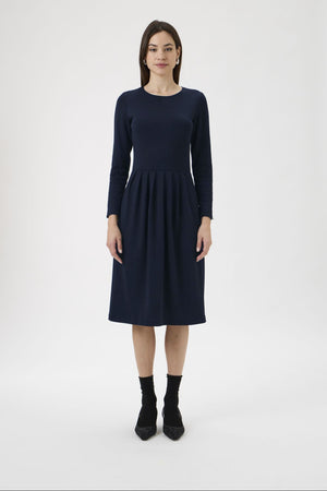 Classic Gug Dress With Pleated Skirt - 9486-A Blue
