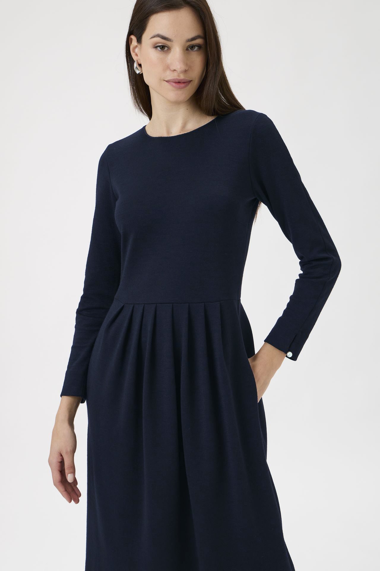 Classic Gug Dress With Pleated Skirt - 9486-A Blue