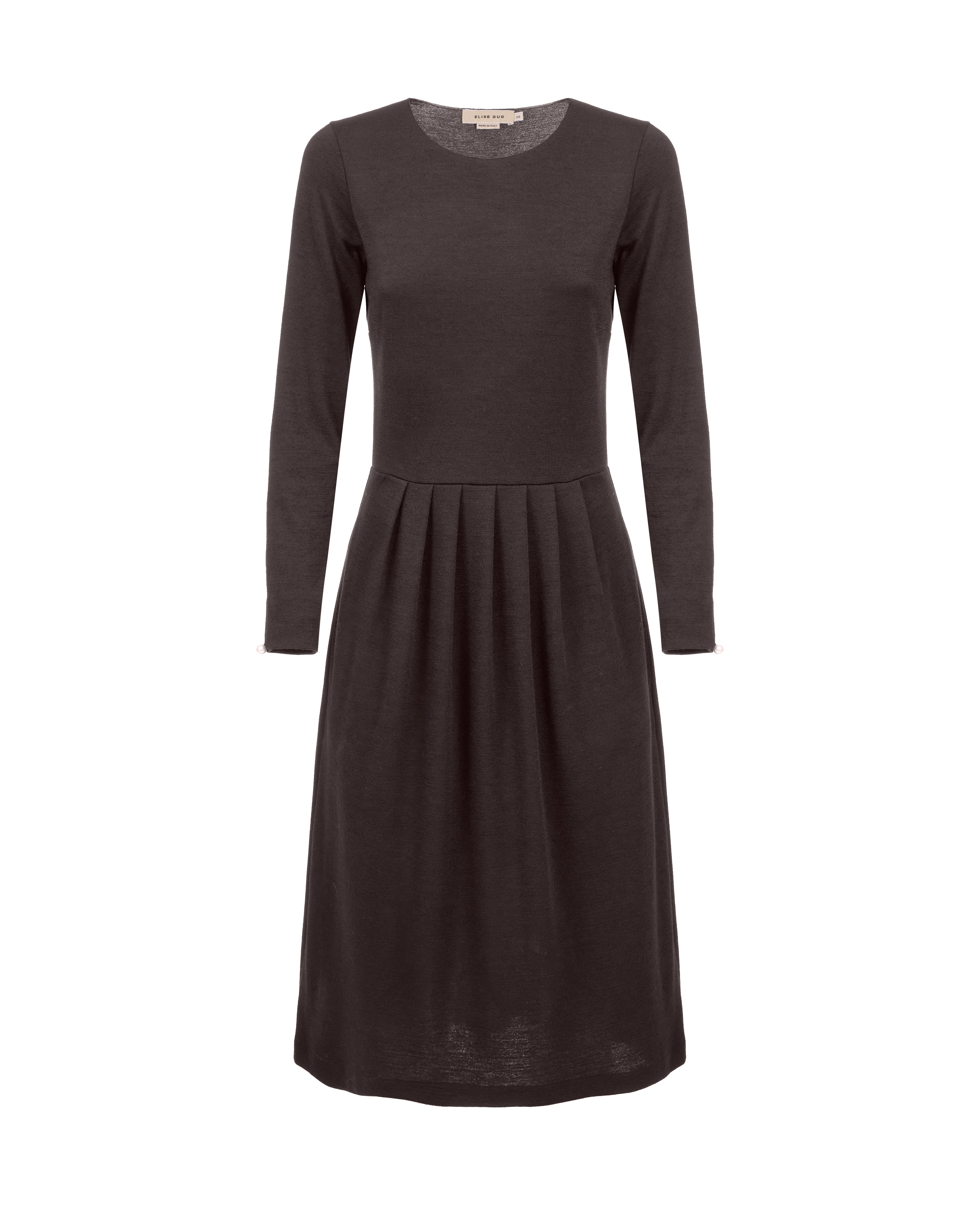 Classic Gug Dress With Pleated Skirt - 9486-A Cioccolato
