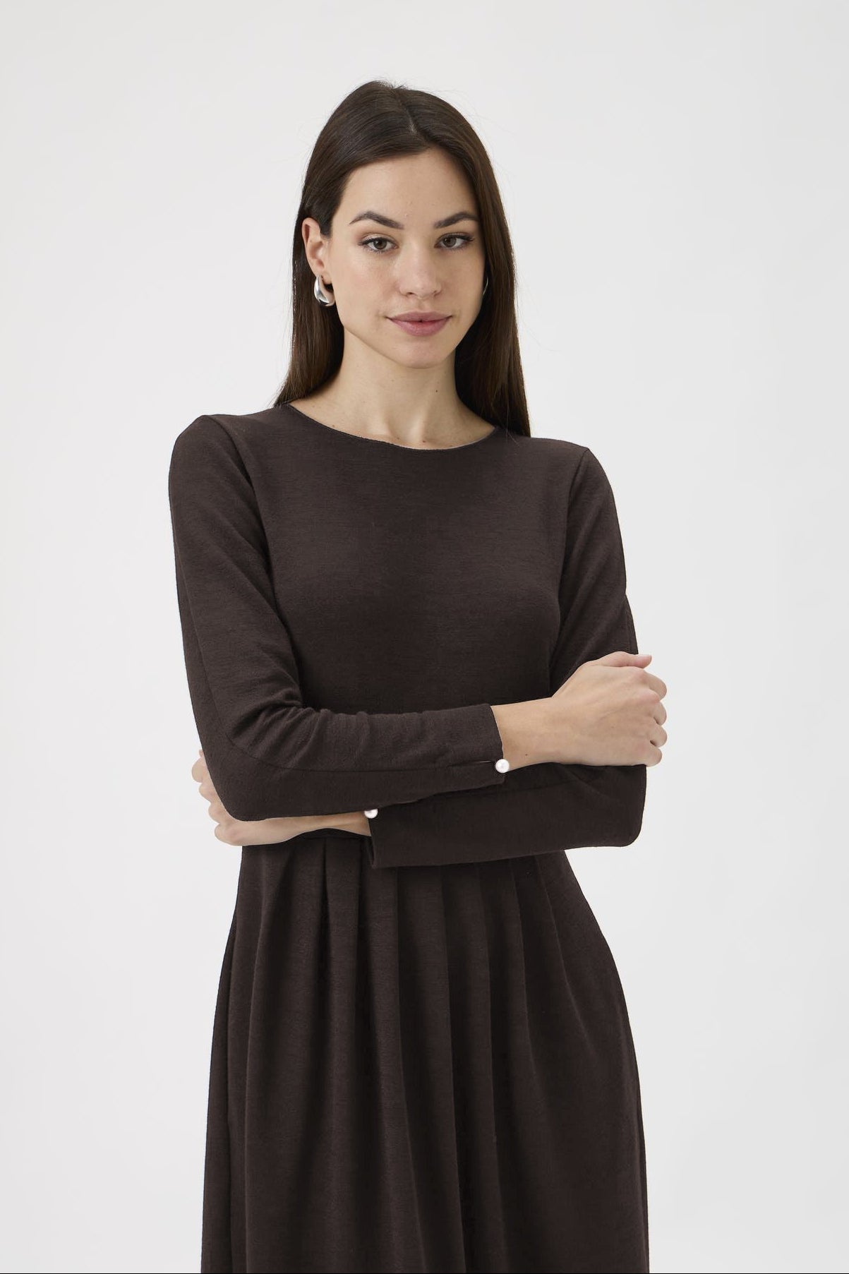 Classic Gug Dress With Pleated Skirt - 9486A Cioccolato