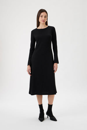 Dress With Flared Bottom Sleeve - 9504 Black