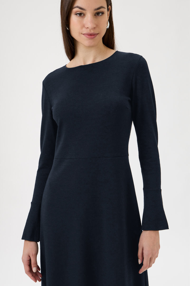 Dress With Flared Bottom Sleeve - 9504 Blue