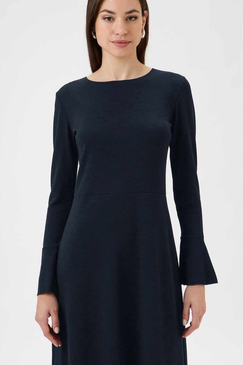 Dress With Flared Bottom Sleeve - 9504 Blue