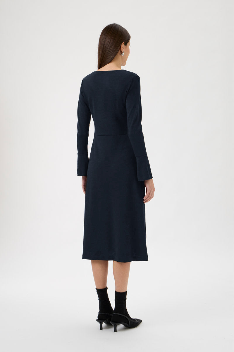 Dress With Flared Bottom Sleeve - 9504 Blue