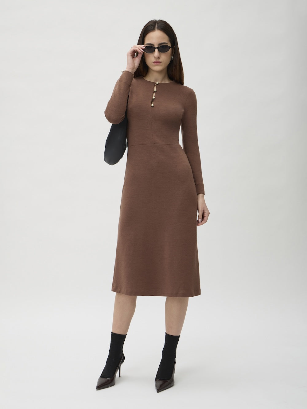 Dress with Ruffled Cuffs in Darfo – 9525 Ambra