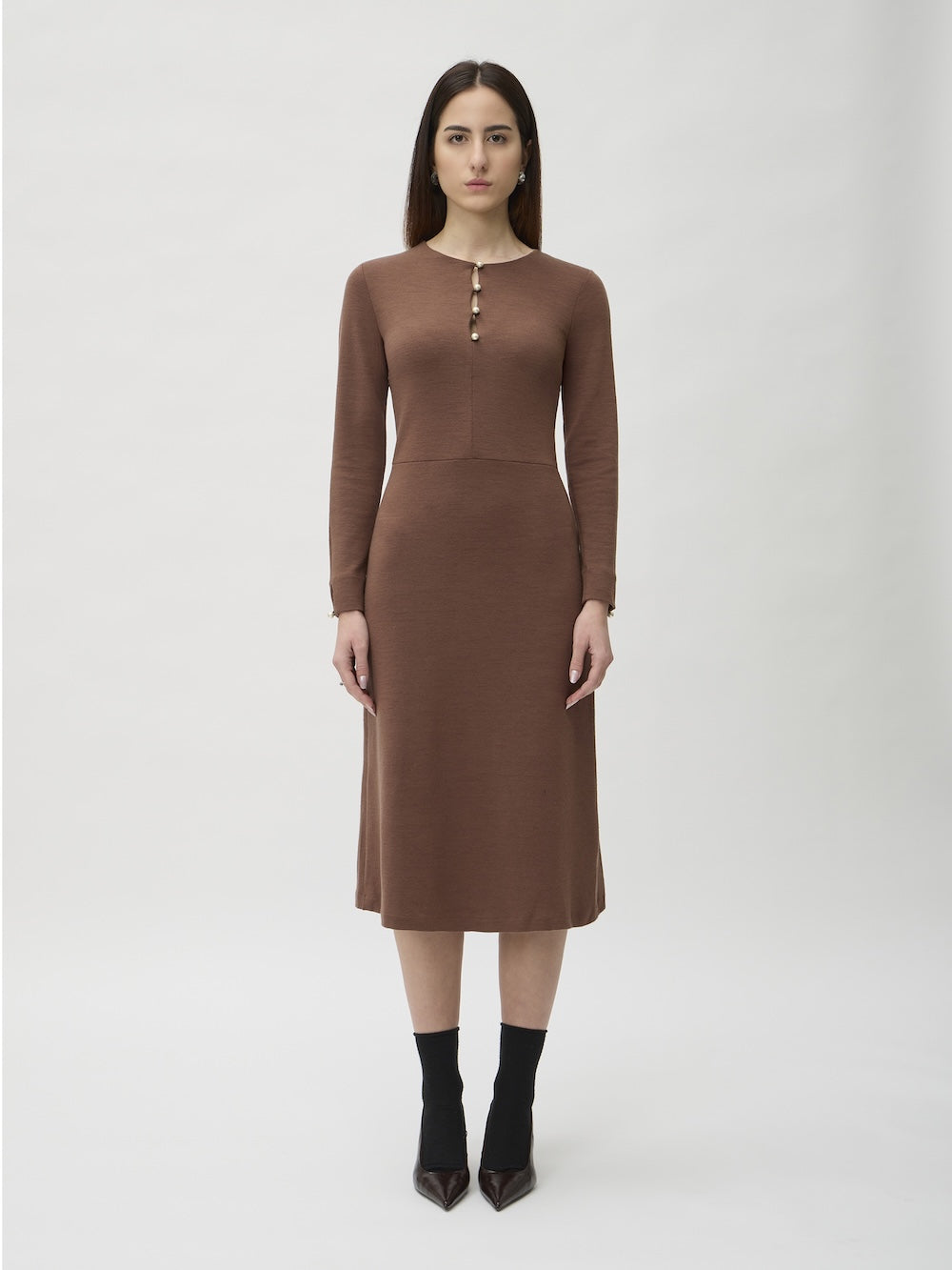 Dress with Ruffled Cuffs in Darfo – 9525 Ambra