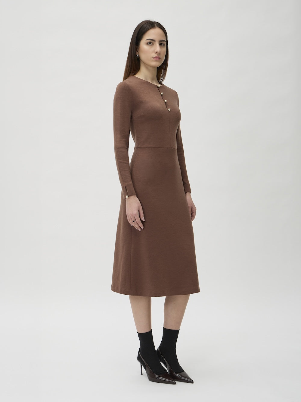 Dress with Ruffled Cuffs in Darfo – 9525 Ambra