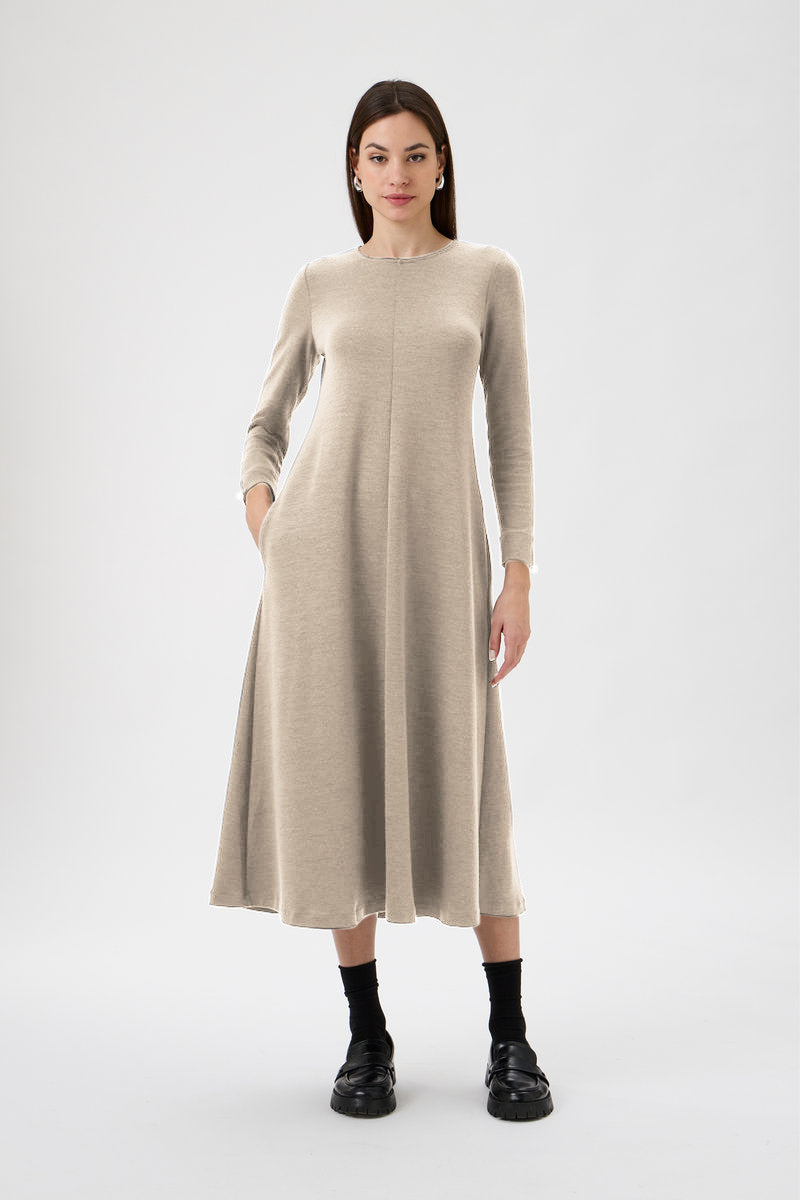Flared Skirt Dress - 9505 Beige