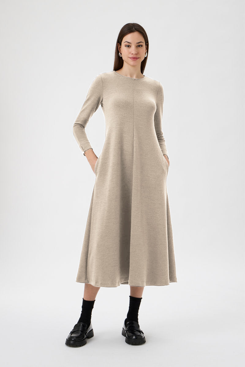 Flared Skirt Dress - 9505 Beige
