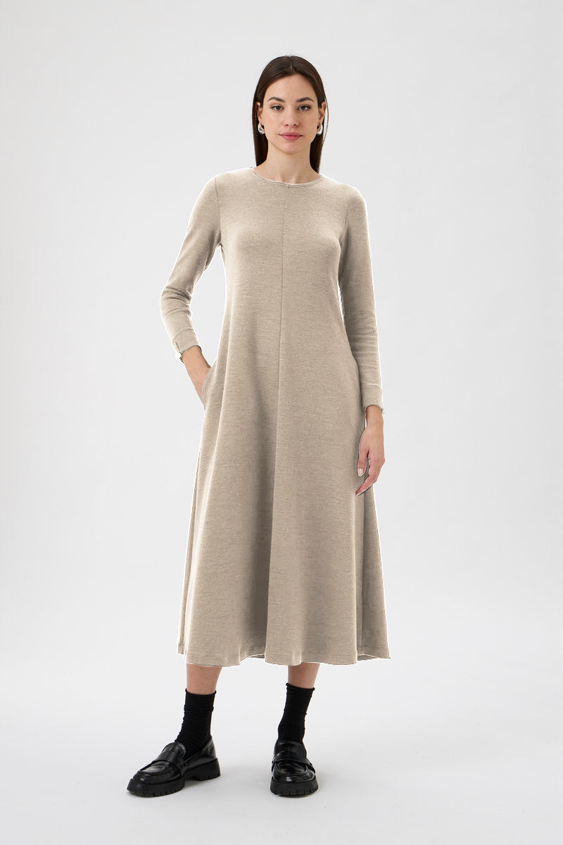 Flared Skirt Dress - 9505 Beige