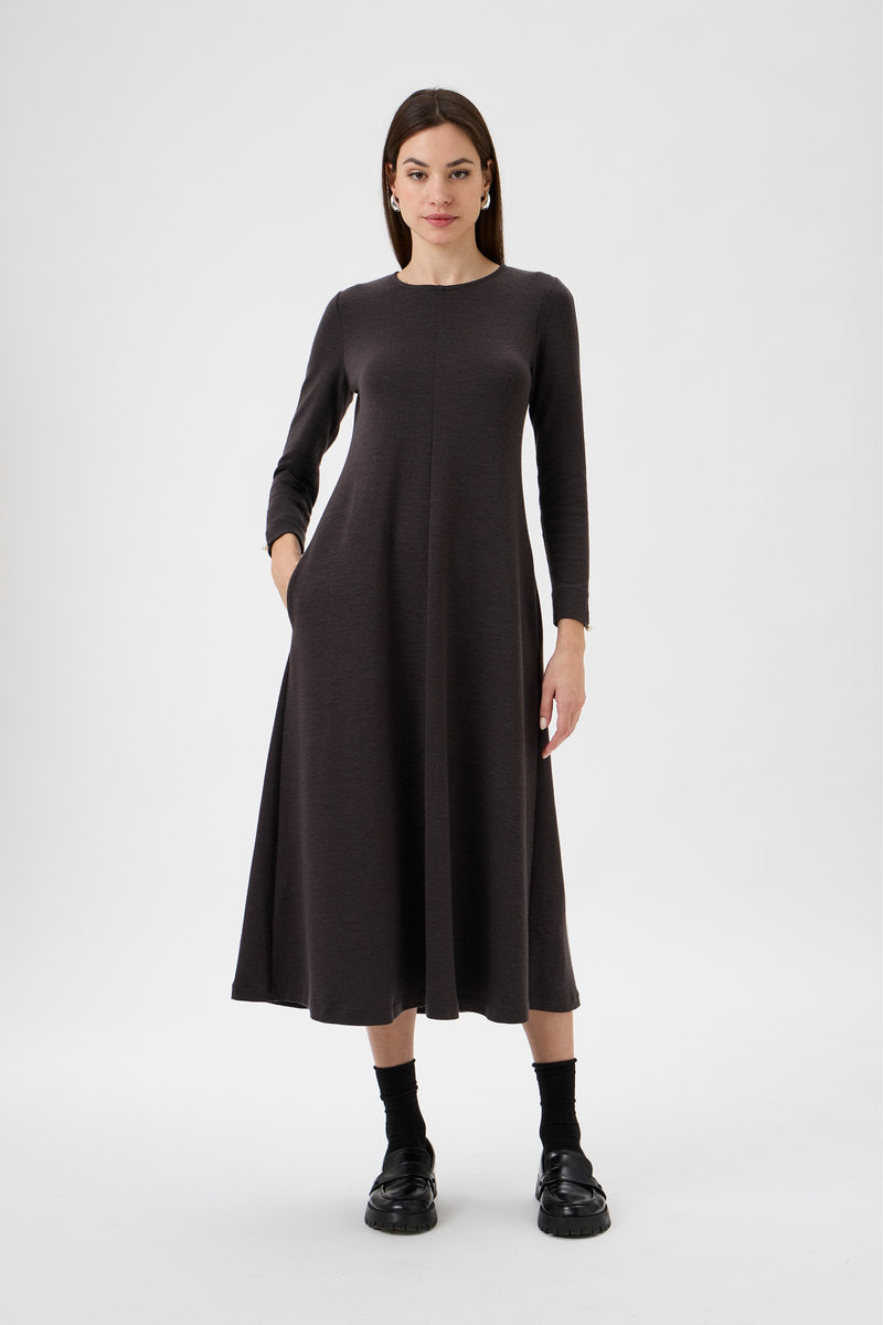Dress With Buttons Front - 9506 Cioccolato