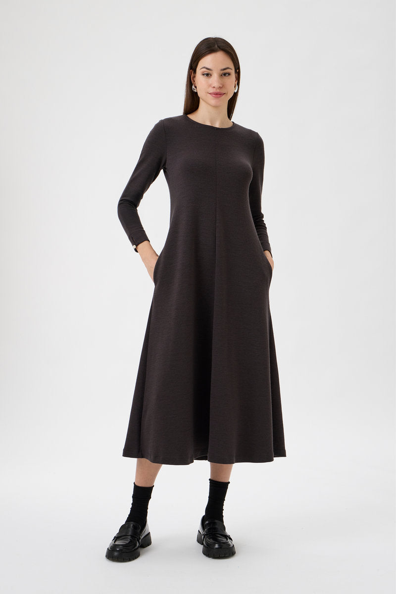 Dress With Buttons Front - 9506 Cioccolato