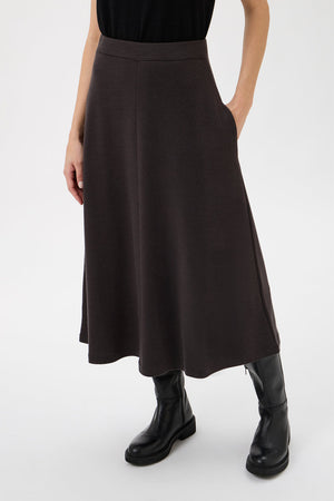 Medium Length Wide Flared Skirt Darfo - 3348 Cioccolato
