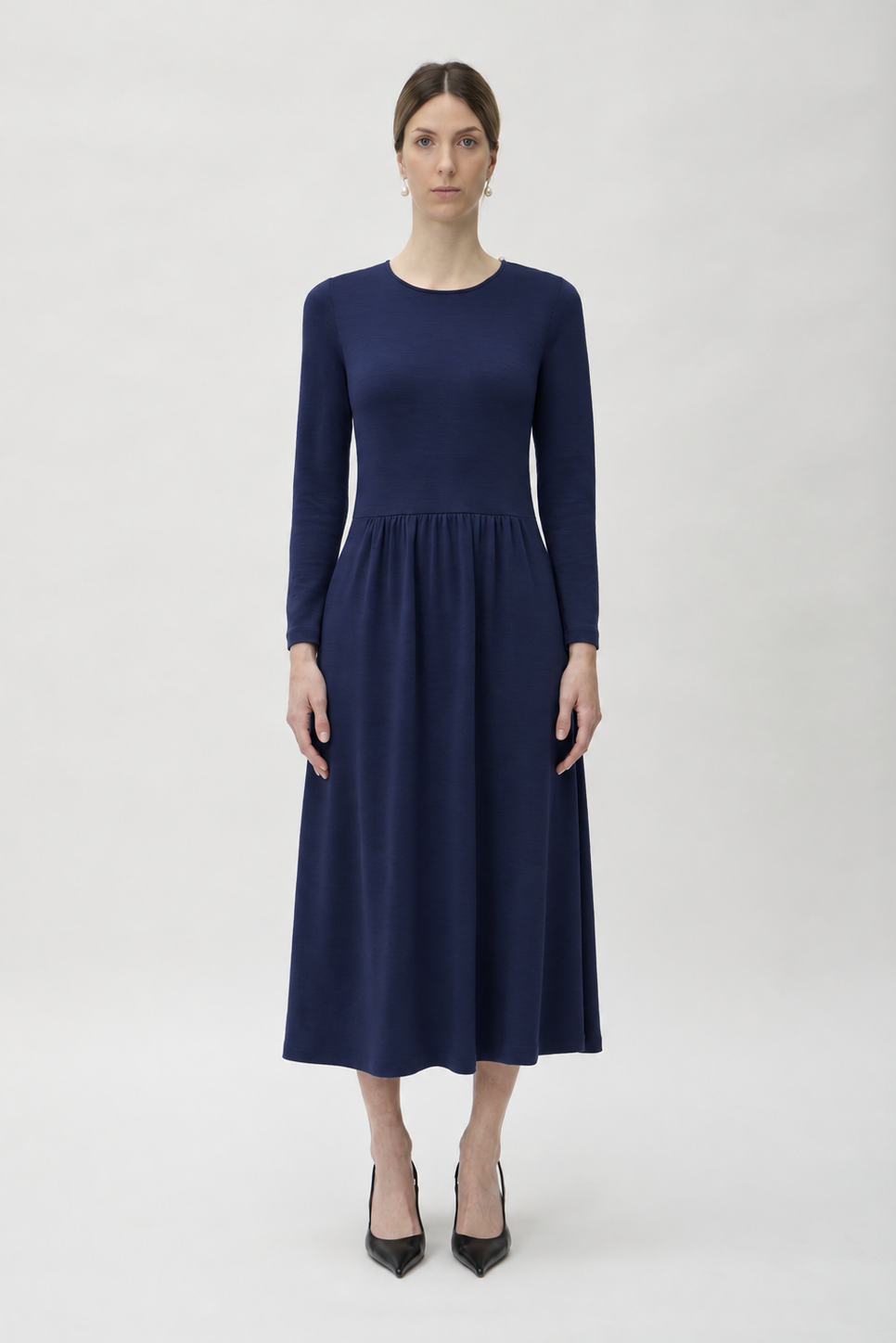 Dress Long Wrinkled at Waist in Darfo – 9483 Blue