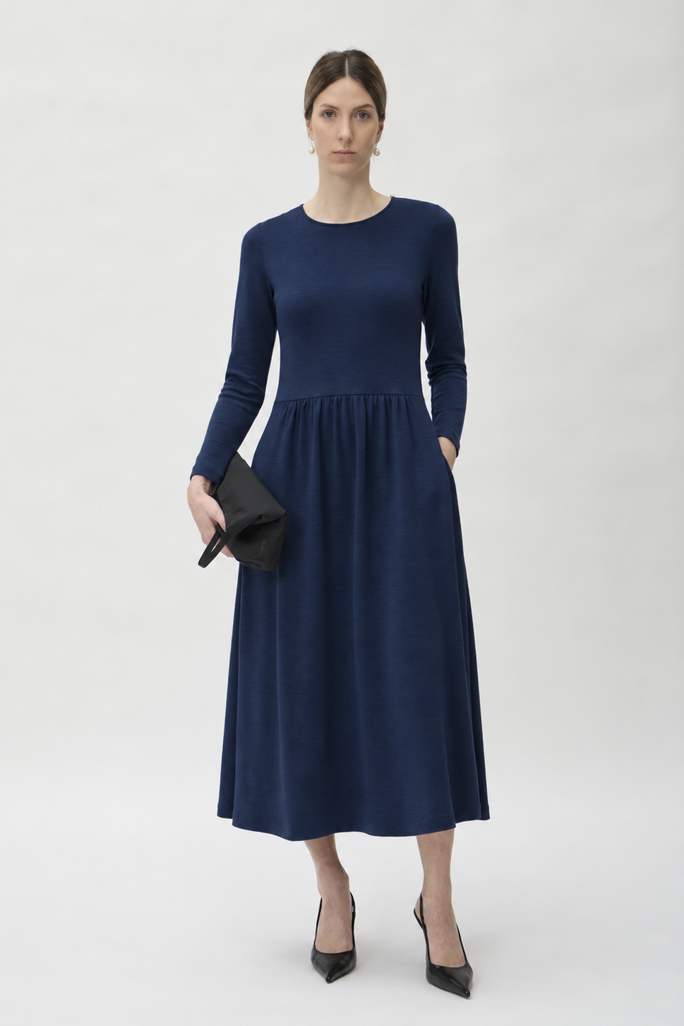 Dress Long Wrinkled at Waist in Darfo – 9483 Blue