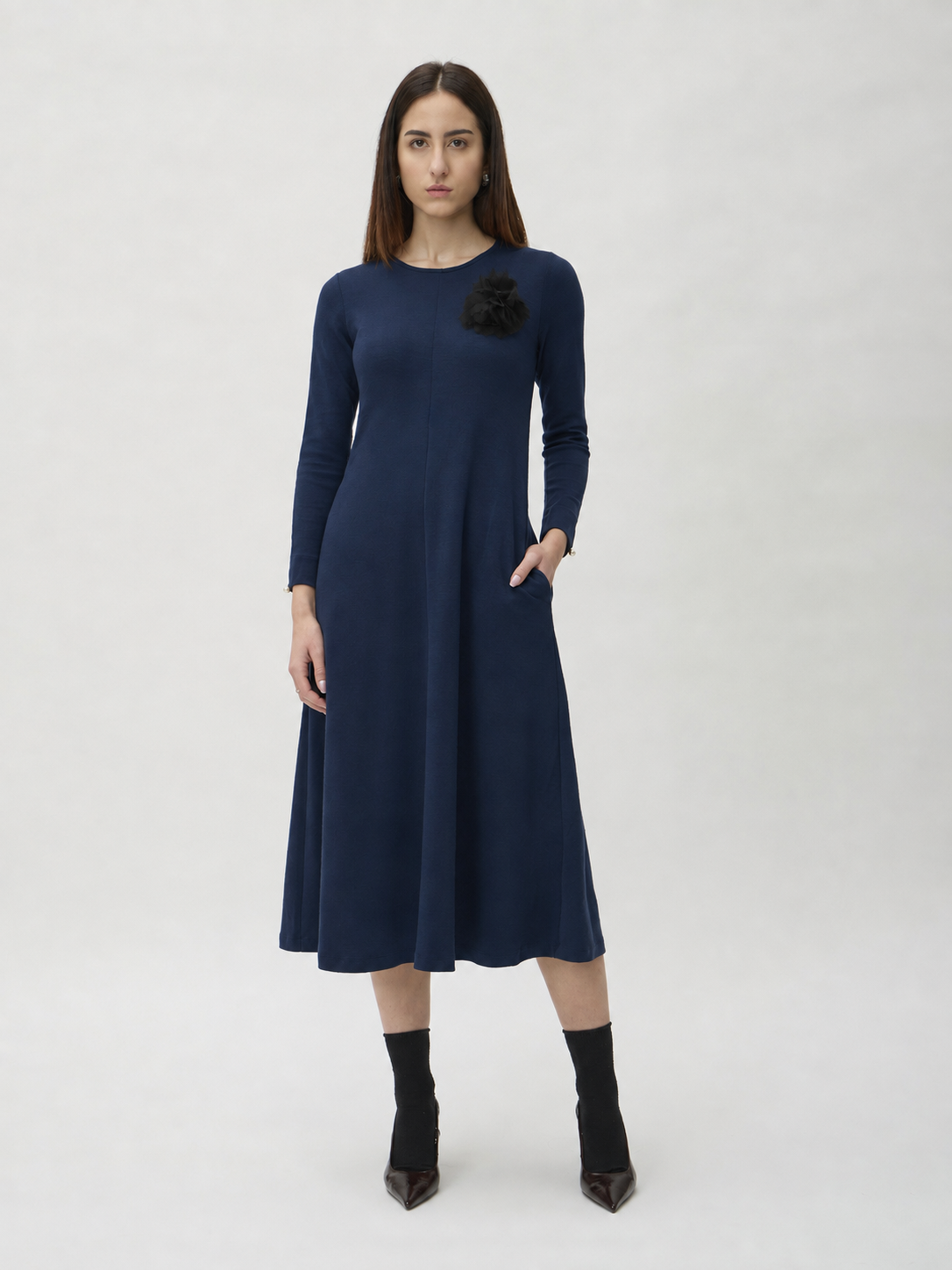 Flared Skirt Dress in Darfo – 9505 Blue