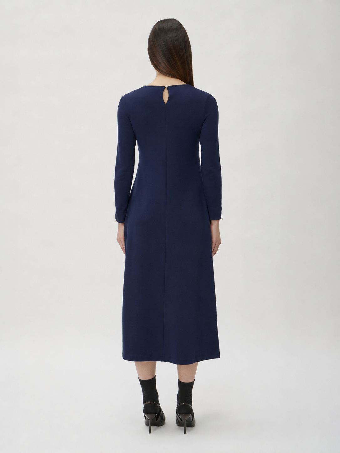 Flared Skirt Dress in Darfo – 9505 Blue