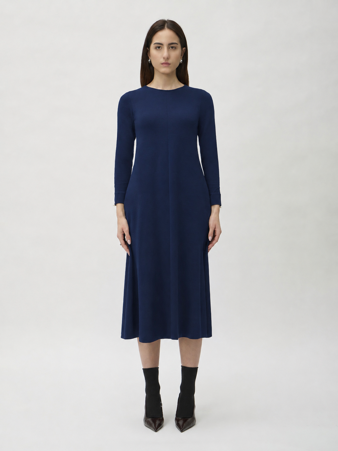 Flared Skirt Dress in Darfo – 9505 Blue