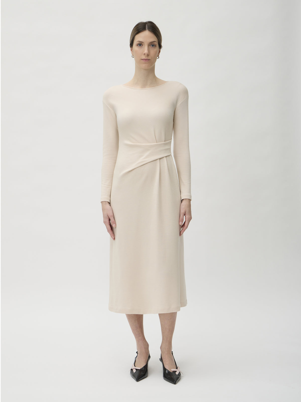 Dress with Waist Details in Darfo – 9526 Cream