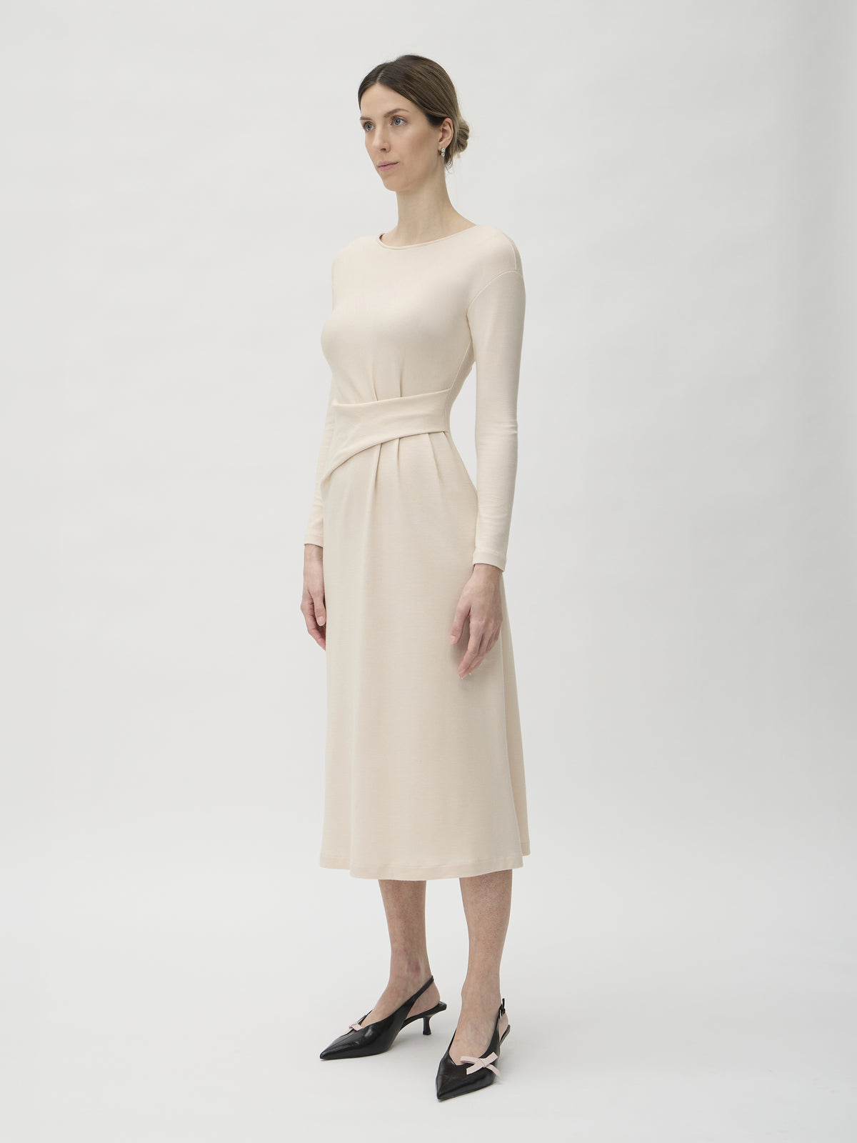 Dress with Waist Details in Darfo – 9526 Cream
