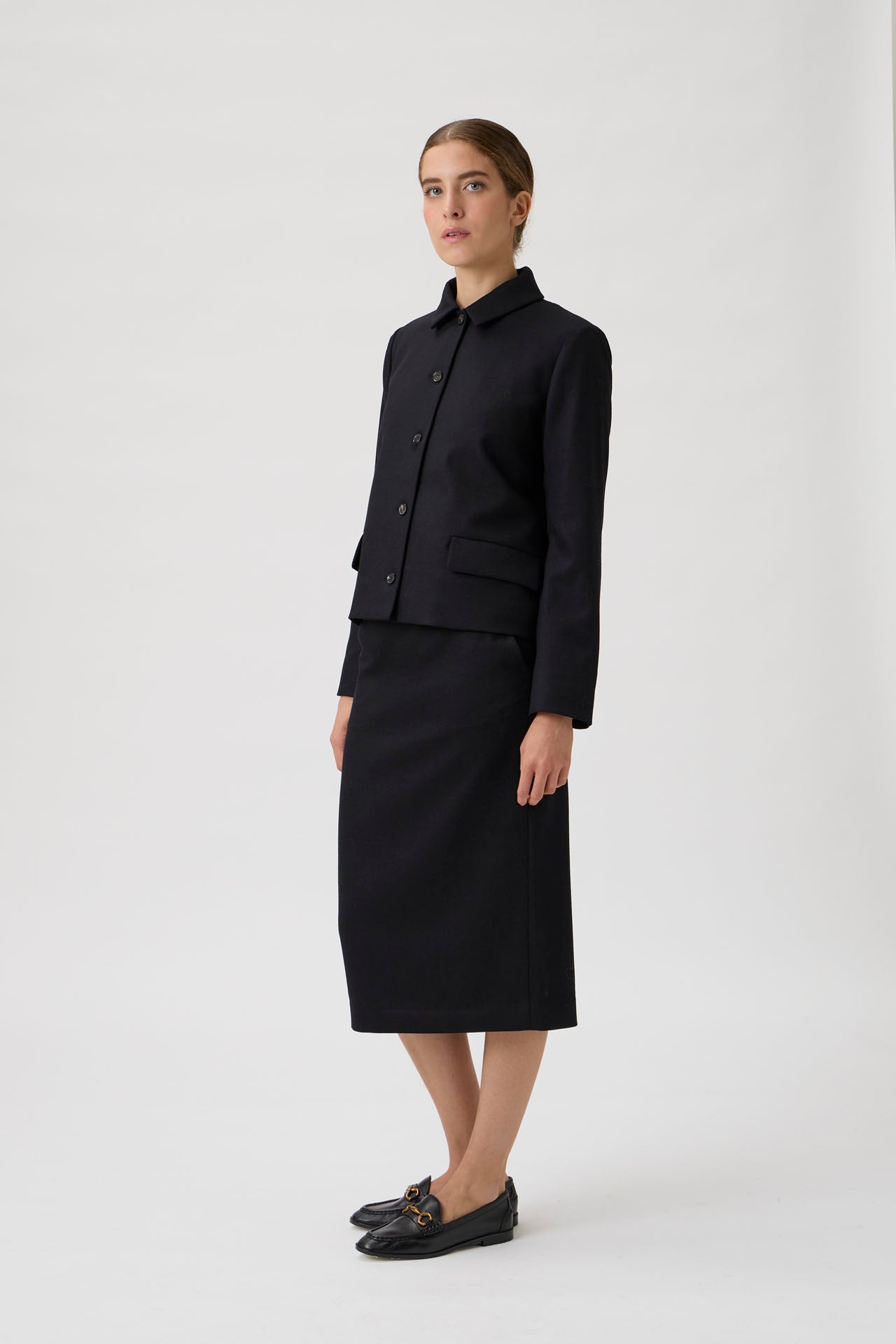 Pencil skirt with belt - Black