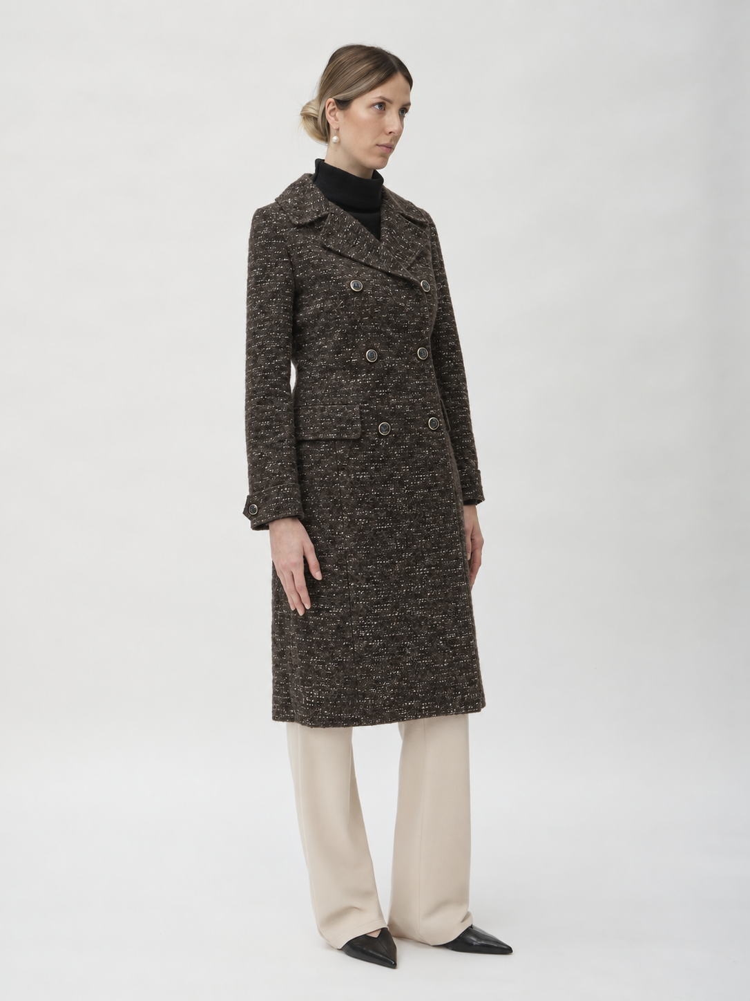 Double-Breasted Coat in Kangoo – 6001 Tweed Melange