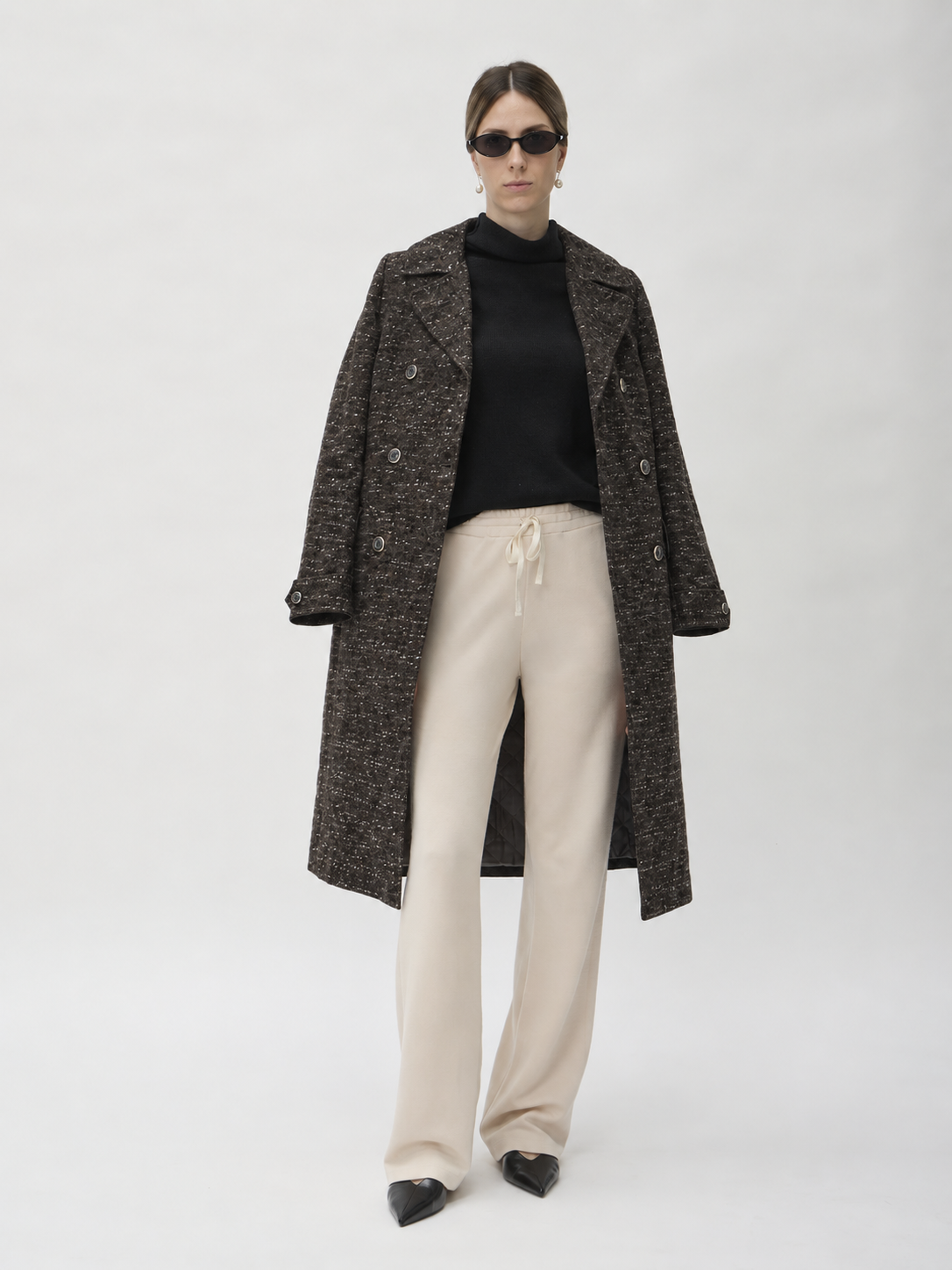 Double-Breasted Coat in Kangoo – 6001 Tweed Melange