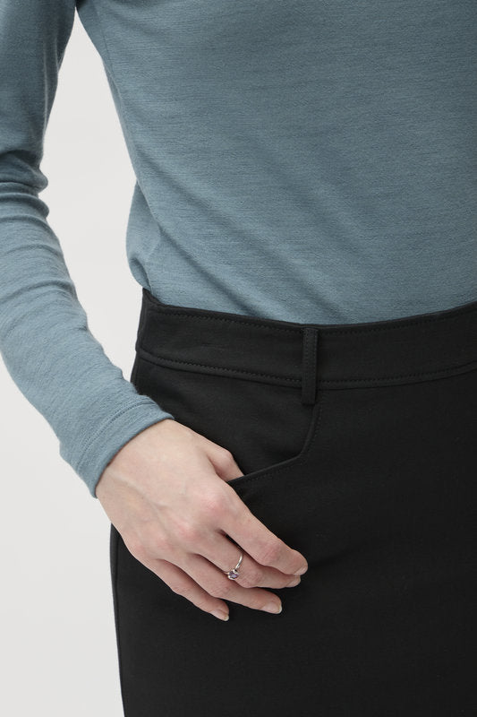Skirt with Slits in Lana Cotone – 3364 Black
