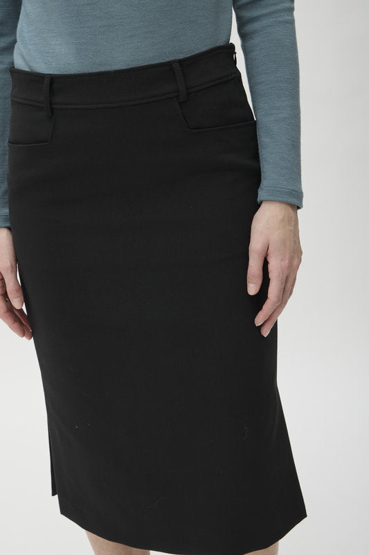Skirt with Slits in Lana Cotone – 3364 Black