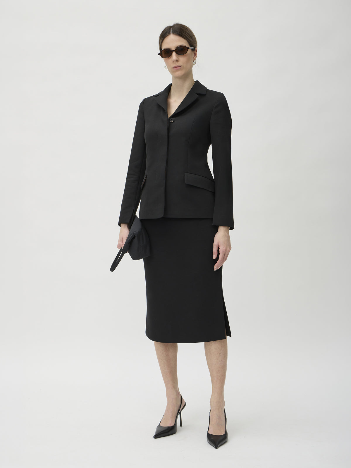 Jacket Hidden Buttons in Lana Cotone – 5045 Black