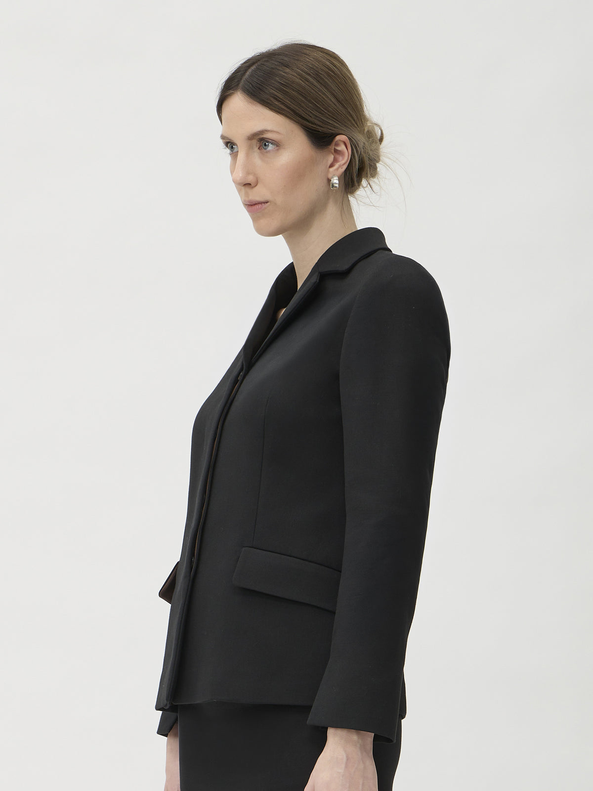 Jacket Hidden Buttons in Lana Cotone – 5045 Black