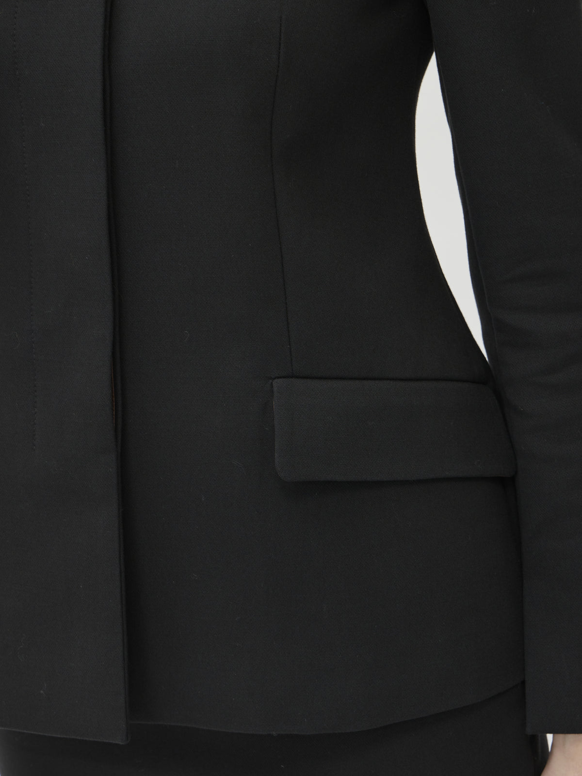 Jacket Hidden Buttons in Lana Cotone – 5045 Black