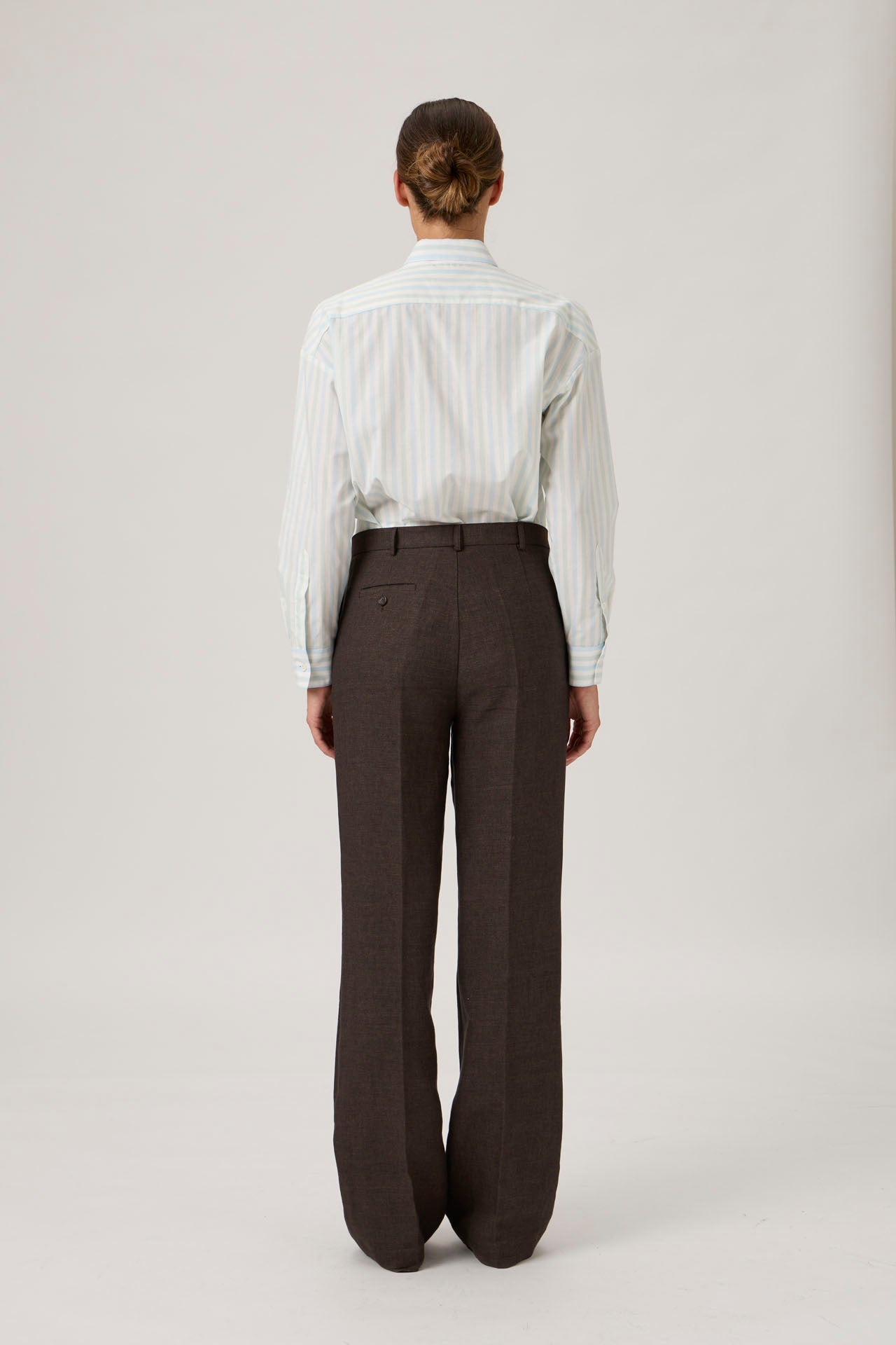 Wide-Leg Tailored Trousers - Brown