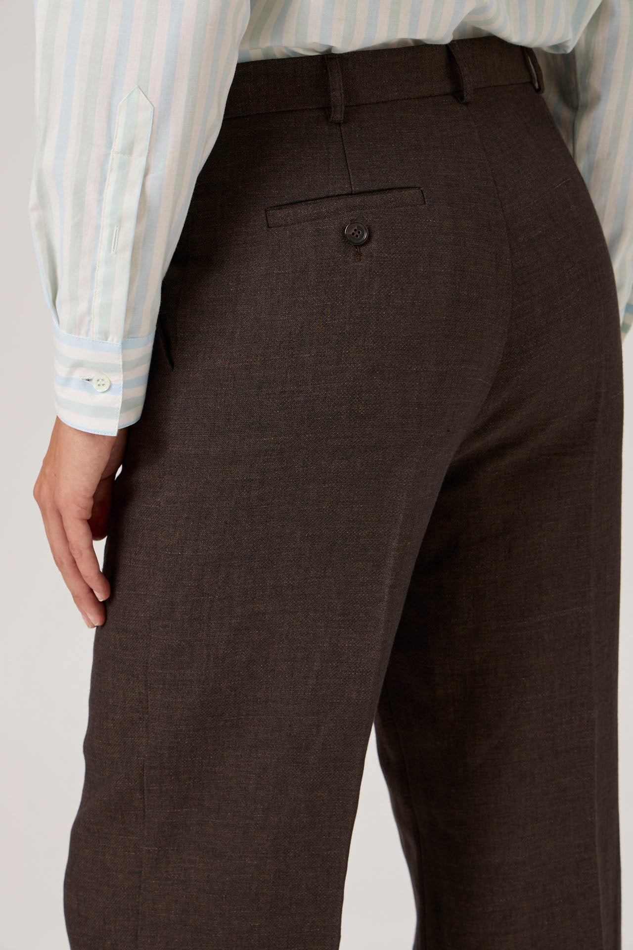 Wide-Leg Tailored Trousers - Brown