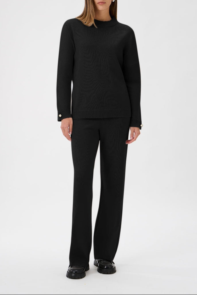 Relaxed Wool Blend Sweater Firm Knit - 7079 Bellone Black