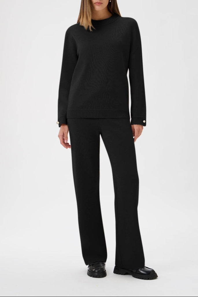 Relaxed Wool Blend Sweater Firm Knit - 7079 Bellone Black