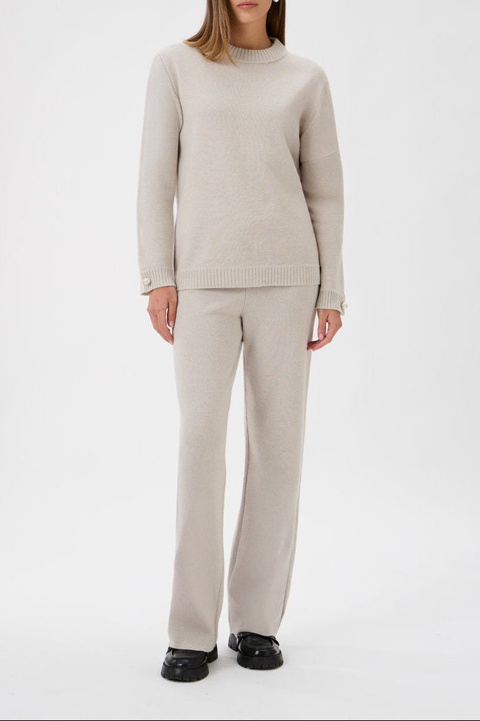 Relaxed Wool Blend Sweater Firm Knit Matis 2 - 7079 Light Beige