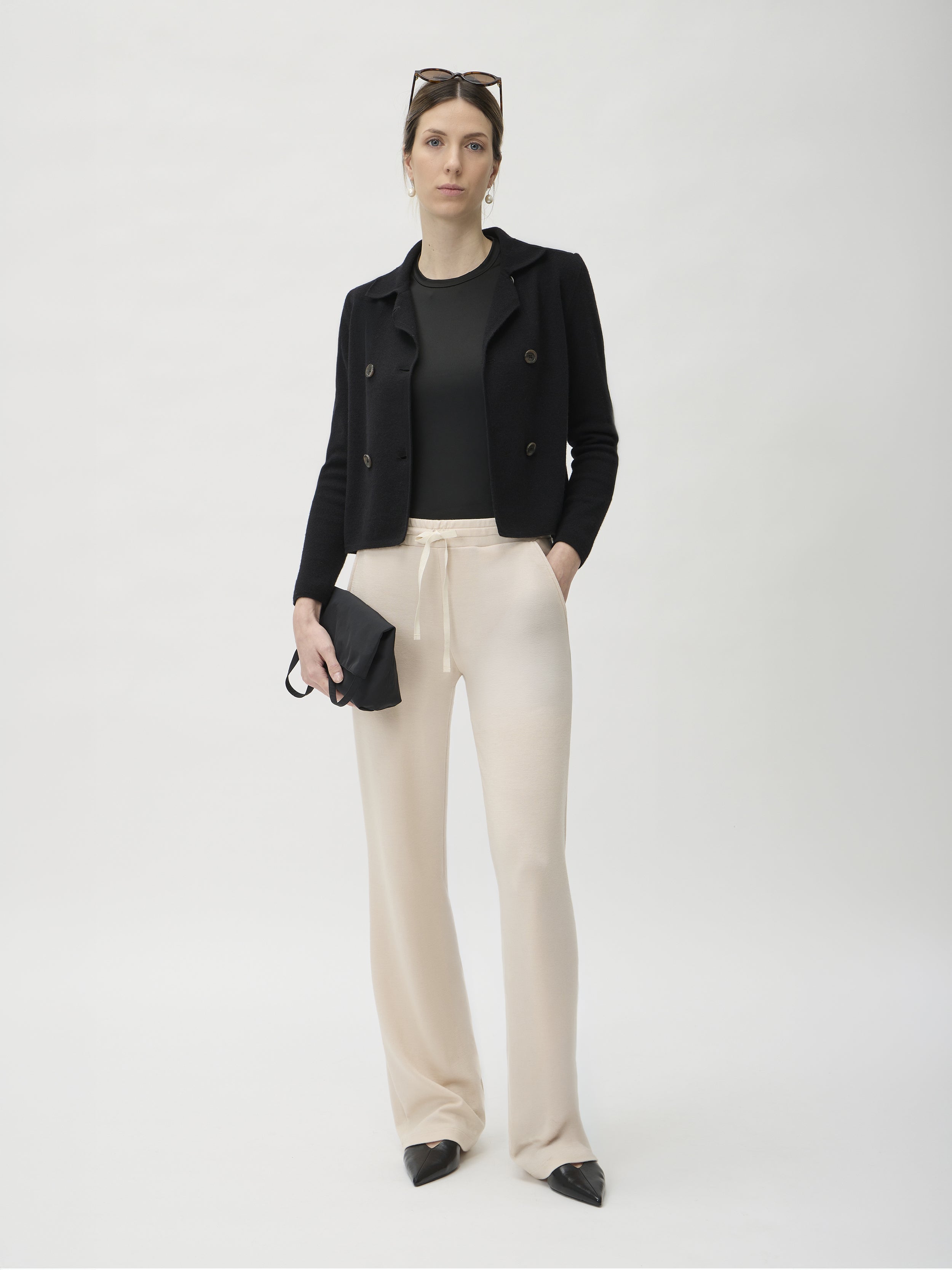 Double-Breasted Merino Jacket – 7080 Black | ELISE GUG