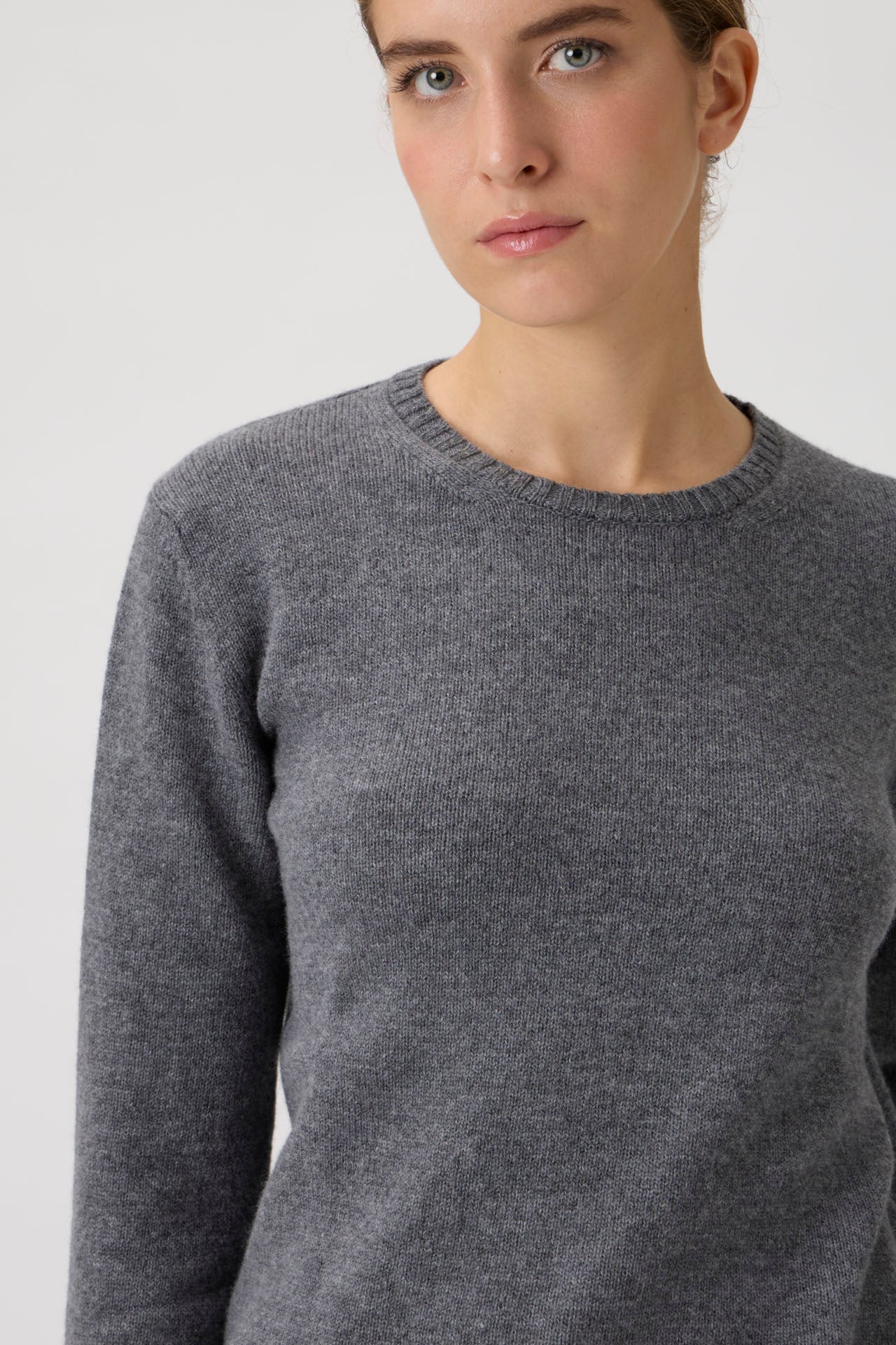 Sweater with pearl buttons - Grigio melange