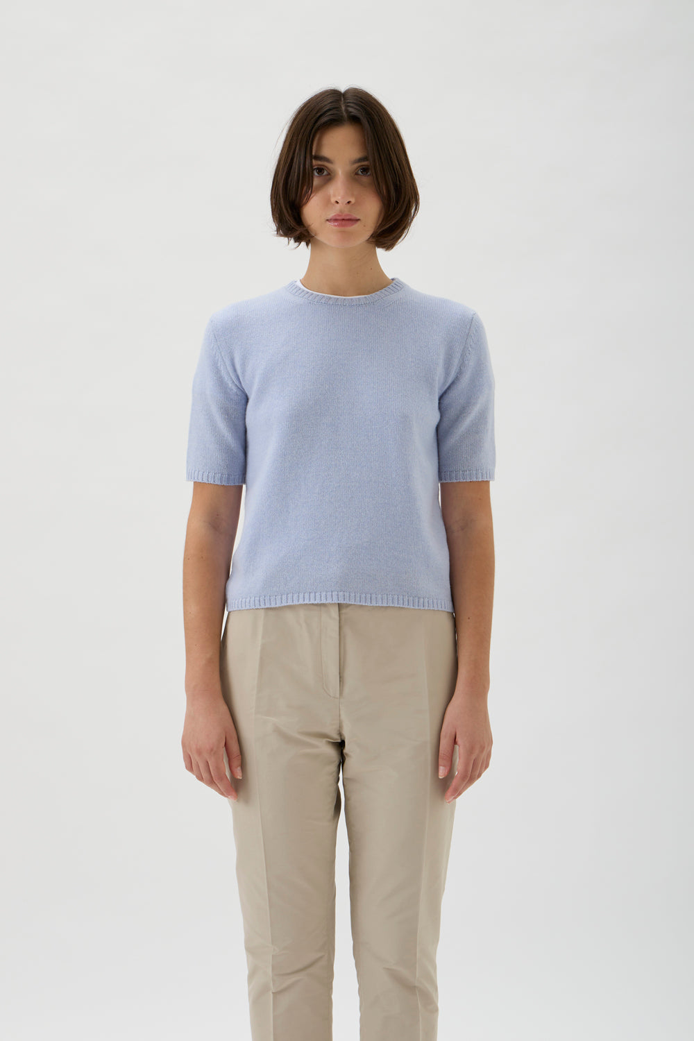 Fine wool sweater with short sleeves  - Matis 7067SL Light Blue