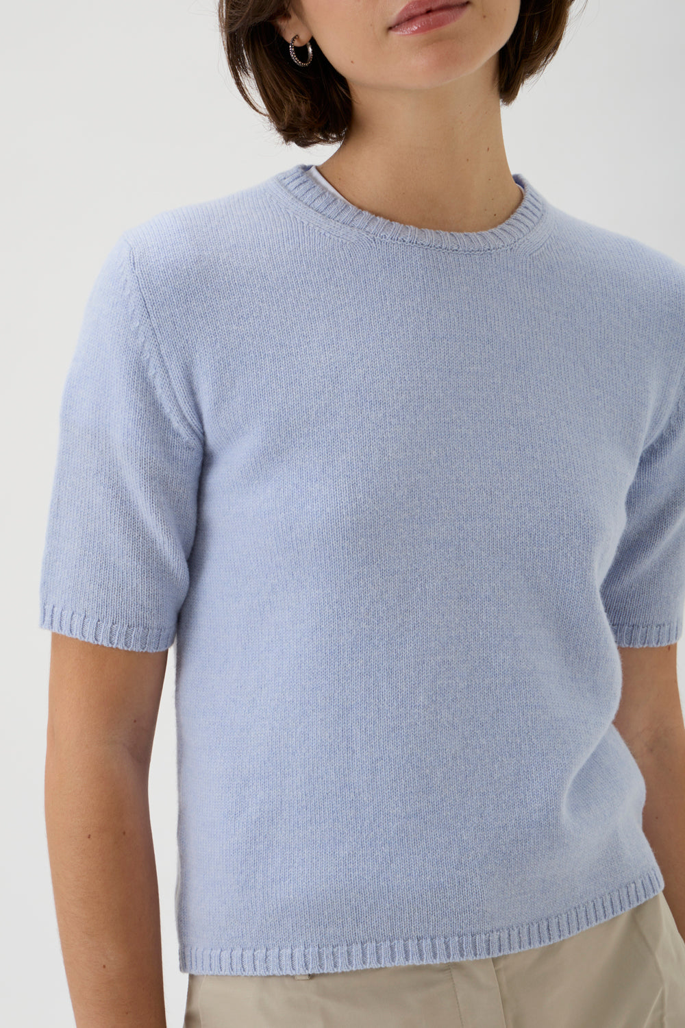 Fine wool sweater with short sleeves  - Matis 7067SL Light Blue