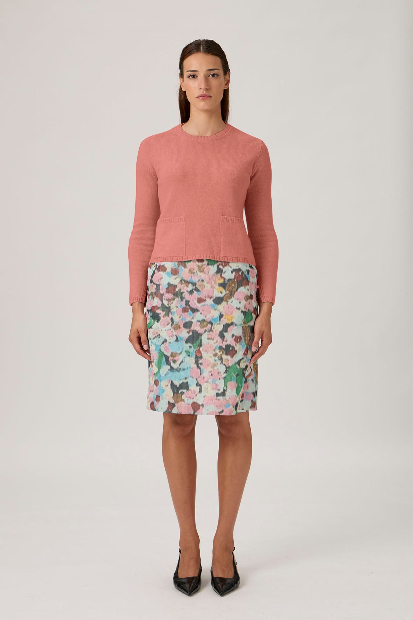 Soft Wool-Cashmere Sweater with Patch Pockets - Antica Rosa